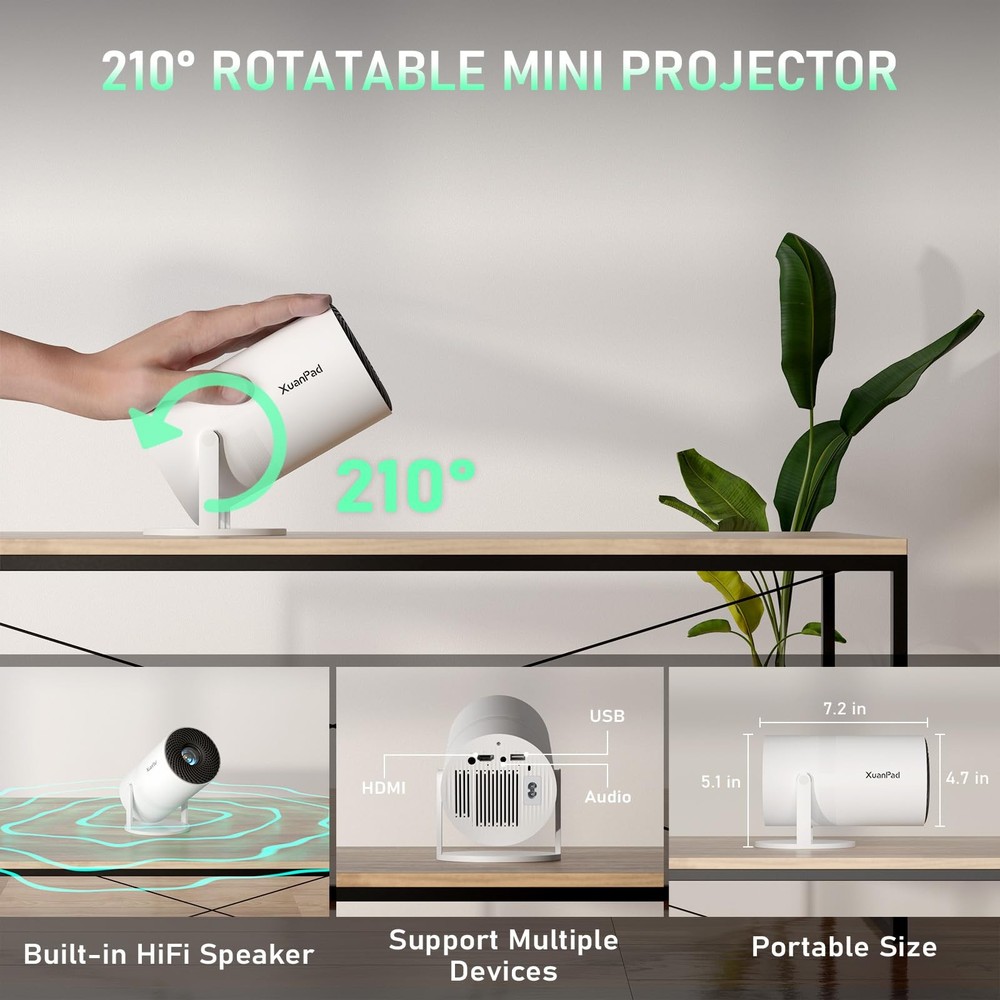 [Officially-Licensed App & Upgrade -Focus] Projector with WiFi and Bluetooth,...