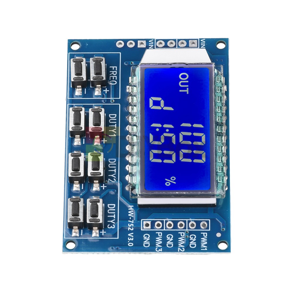 PWM Pulse Wave Frequency Duty Cycle Adjustable Module 3-Channel Signal Generator