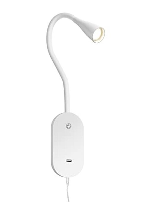 LED Wall Mount Reading Light for Bed, Reading Lamp with USB Output 5 White