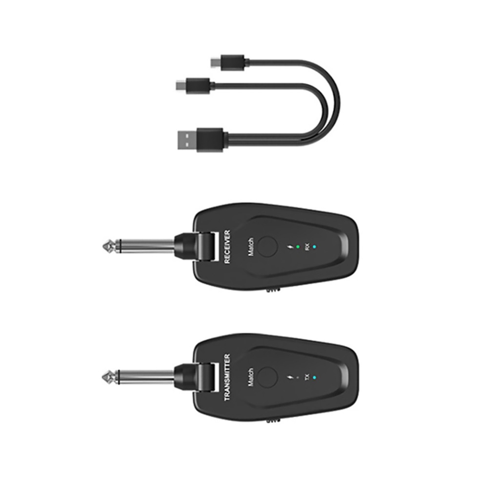 Professional UHF Wireless Guitar System Transmitter Receiver Type-C Charging