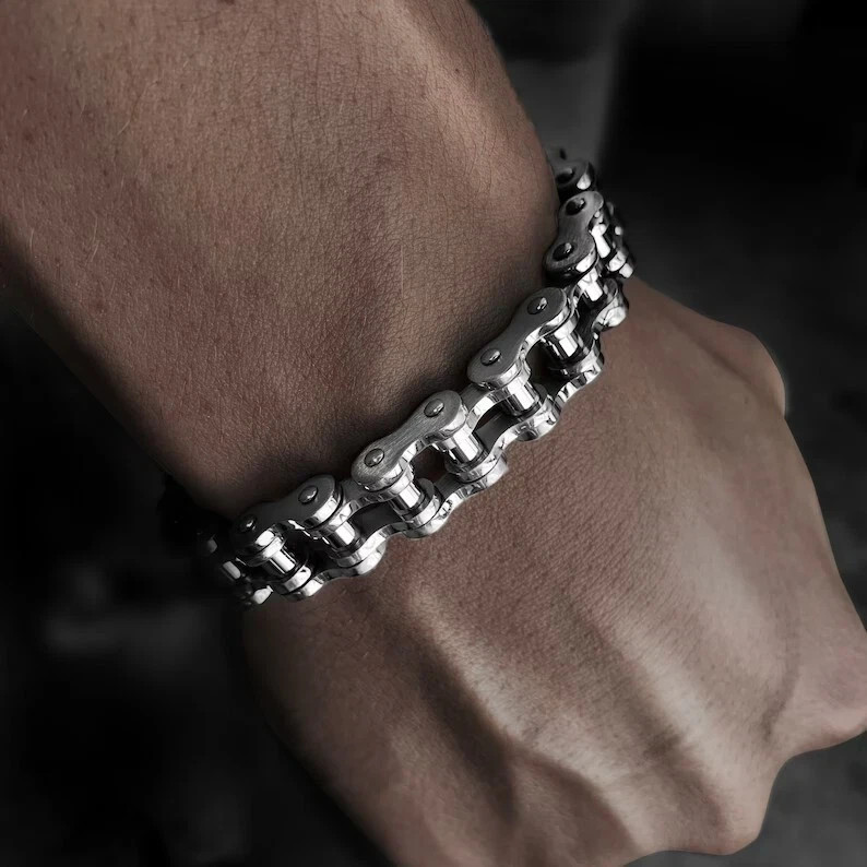 Men's Stainless Steel Motorcycle Bike Chain Bracelet Biker Jewelry Gift for him
