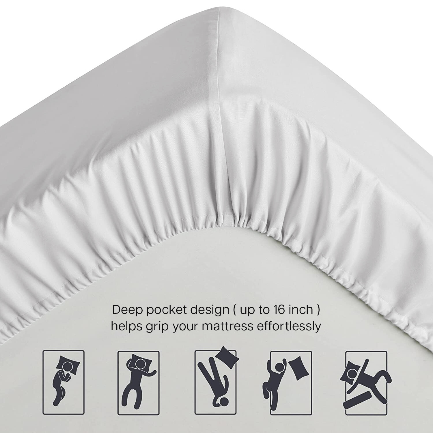 Fitted sheet King Size 16” Deep Pocket Easy Care Breathable Elastic Bed Sheets