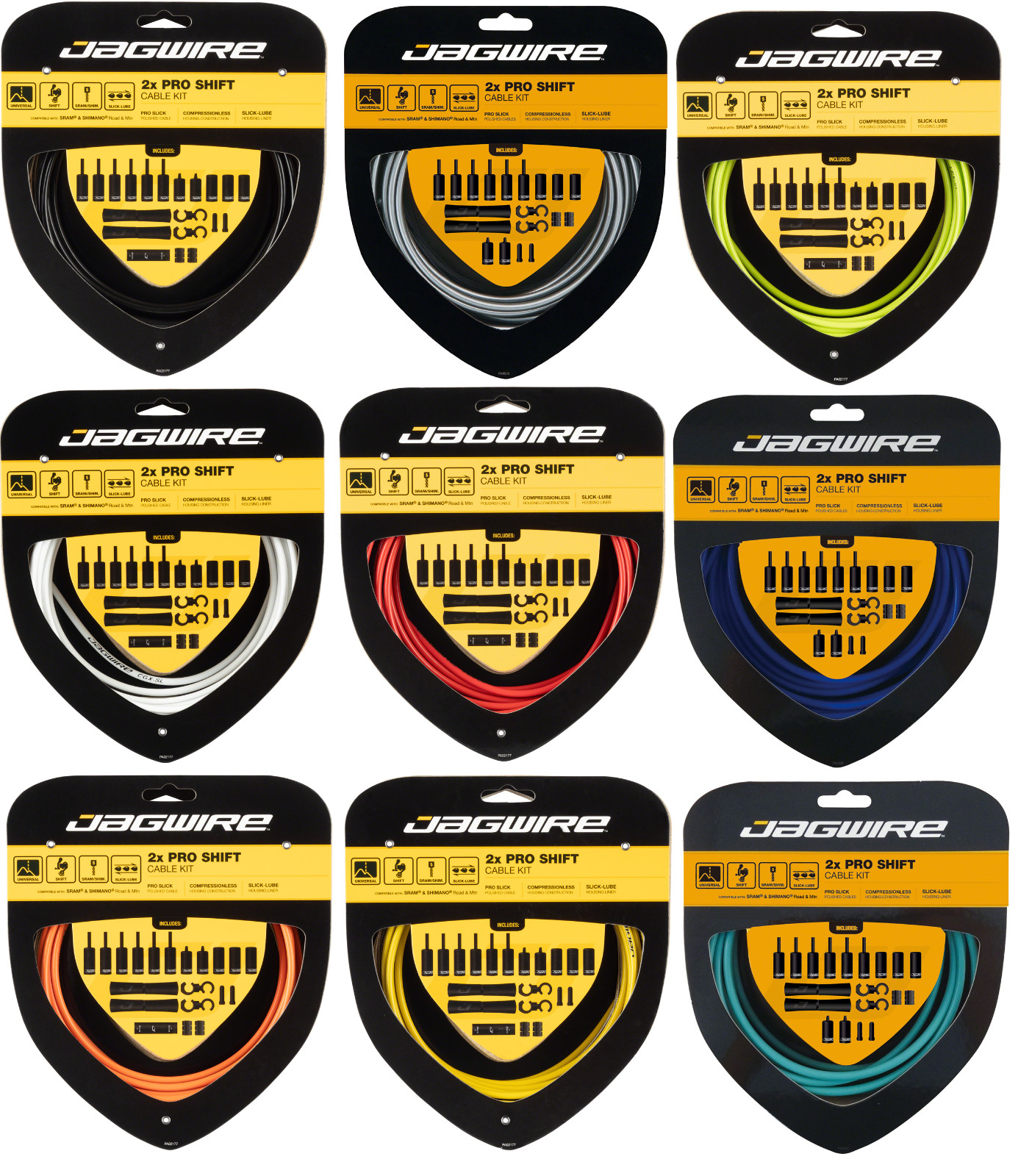 Jagwire 2X Sport Shift Kit | Road/Mountain | Fits SRAM/Shimano | All Colors