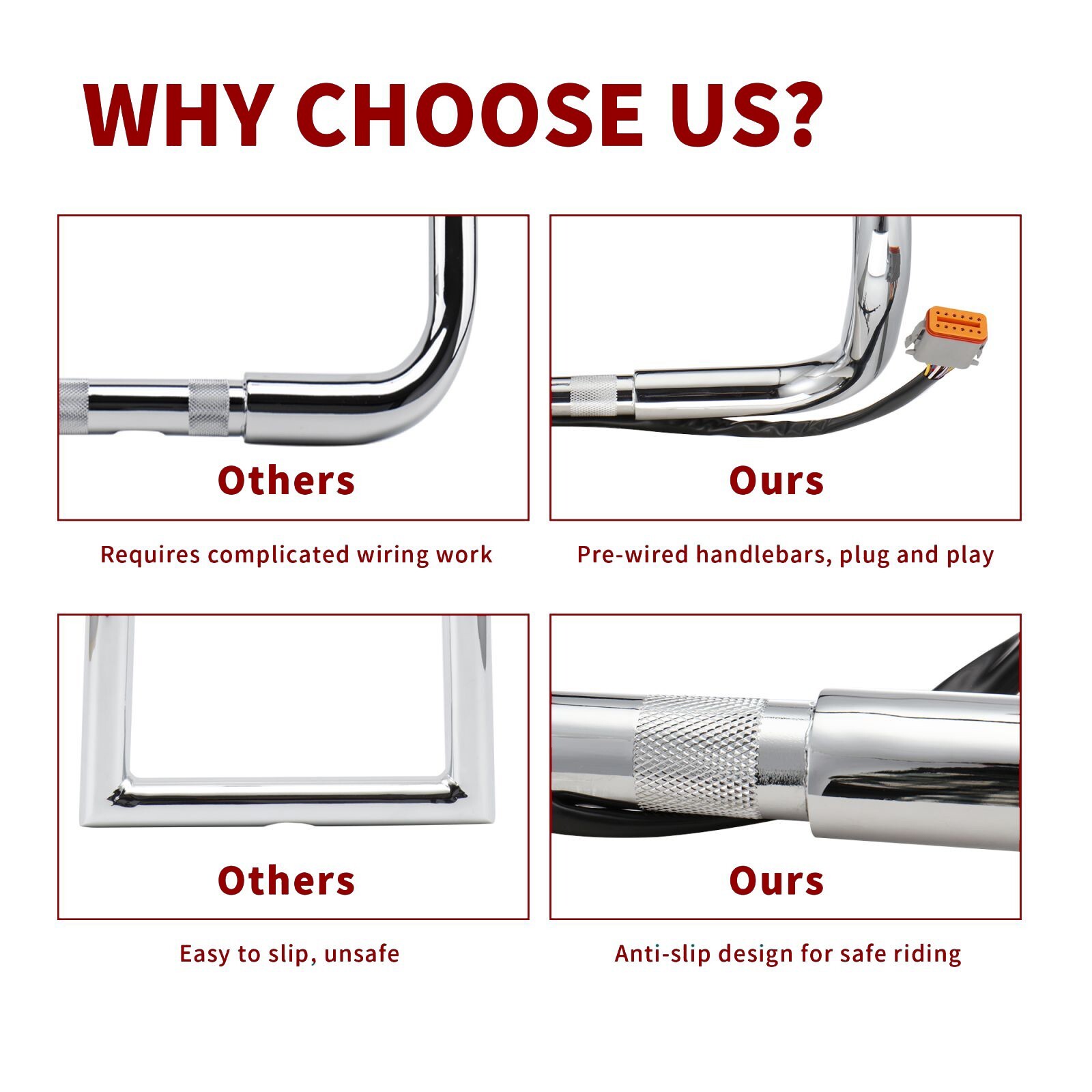 Prewired 12" Electra Glide Handlebar for 1996-2006 Street Glide Ultra Classic