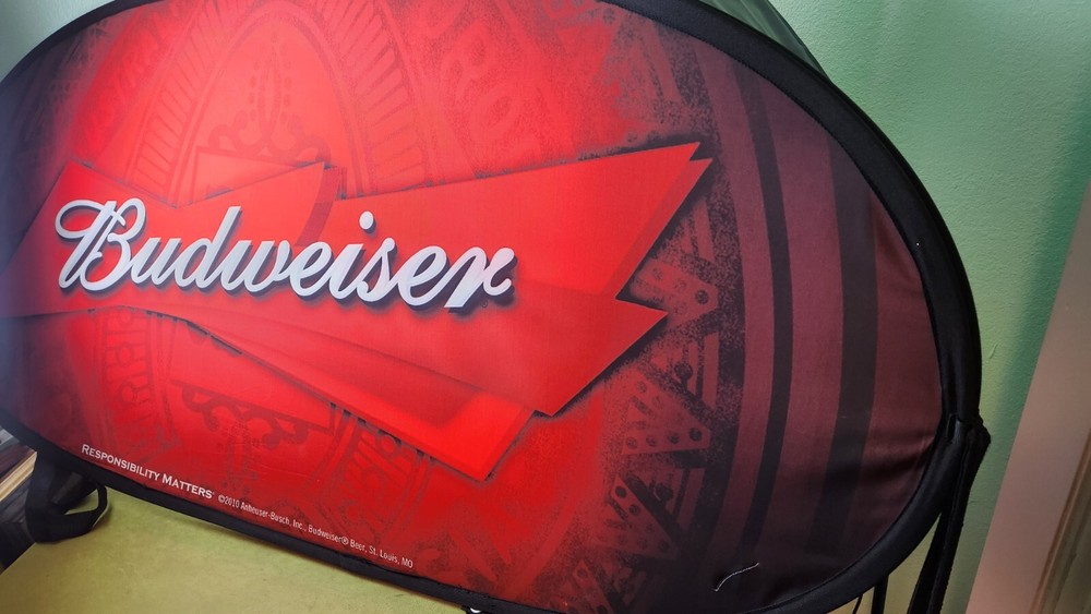 Budweiser Canopy Sign Pup Up Frame Folding With Case 2010 6'