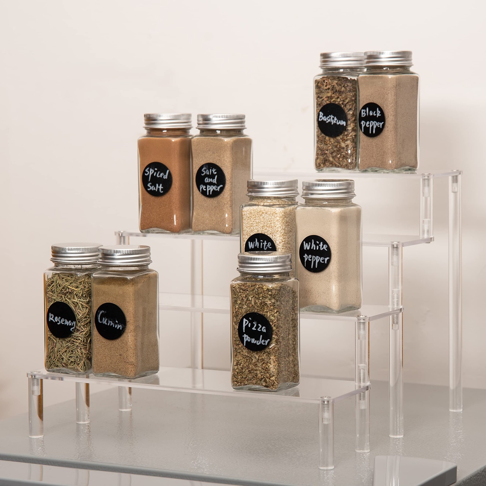 Acrylic 4-Tier Riser Display Shelf for Figurines, Desserts Holder, Collection...