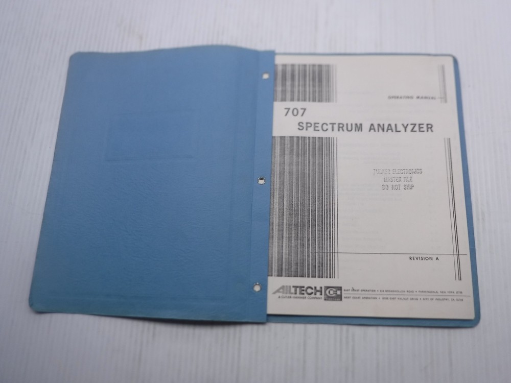 Ailtech 707 Spectrum Analyzer Operating Manual Rev A