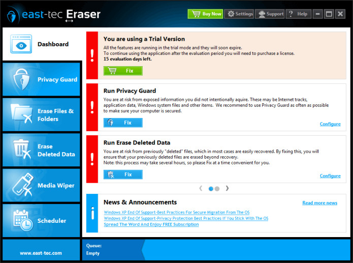 East-tec Eraser , safely delete all your data using military grade algorithms