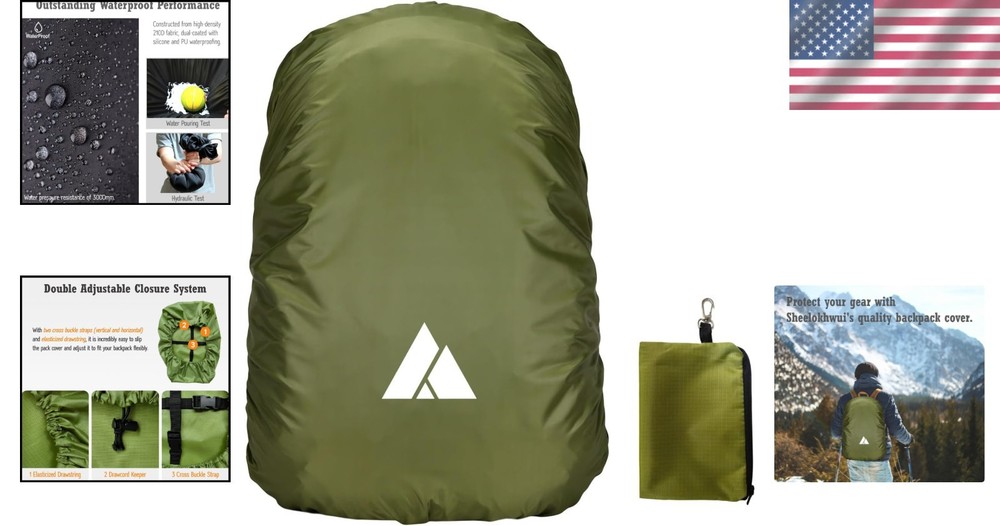 Durable 15-90L Backpack Rain Cover - Lightweight with Adjustable Closure System