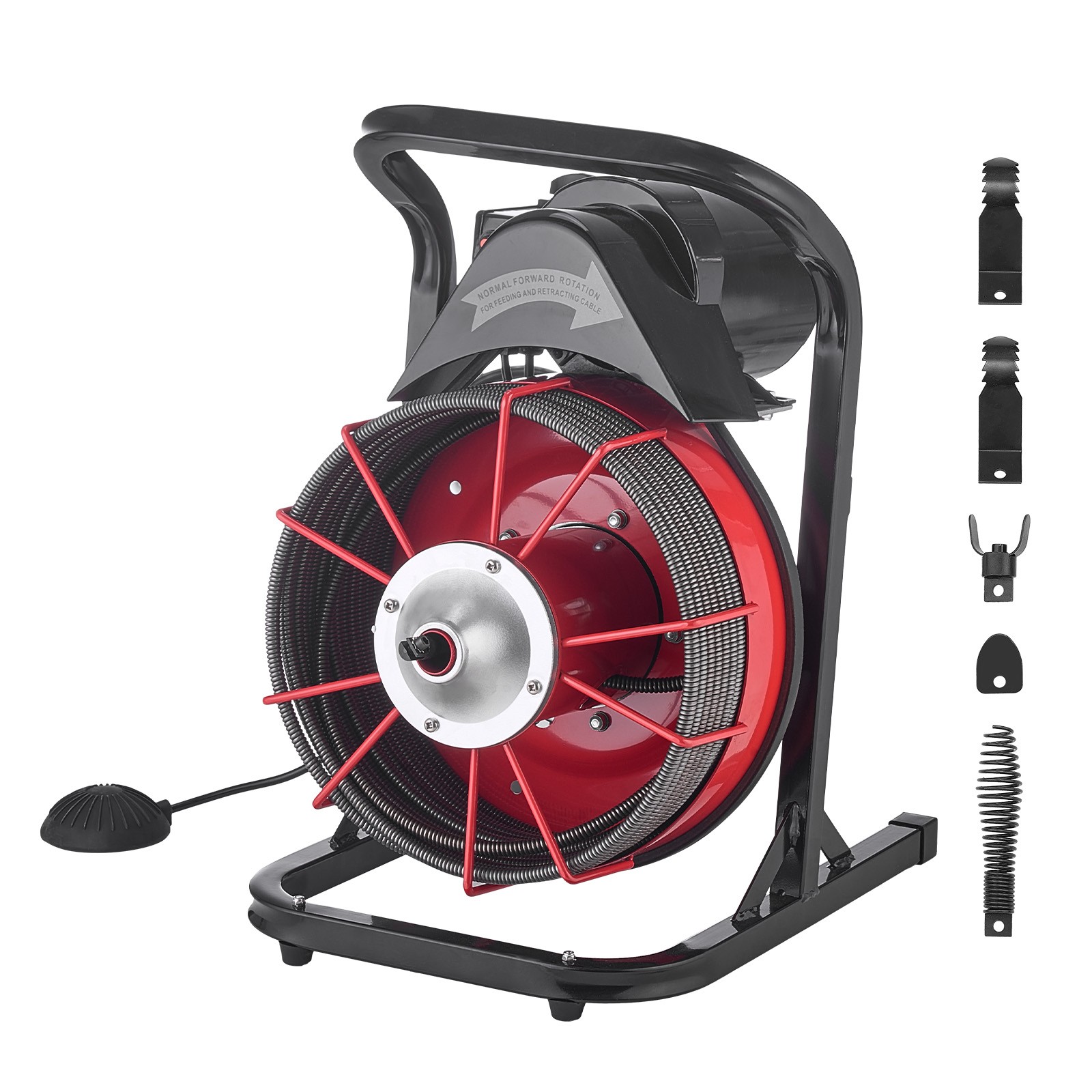 Uimoso Drain Cleaning Machine with 75FT x 1/2 In Cable and 4 Cutter Attachments