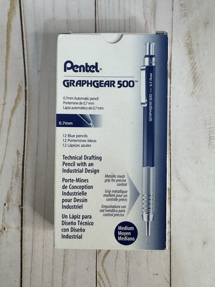 PG527C Pentel GraphGear 500 Automatic Drafting Pencil, 0.7mm, Blue, 12 Each