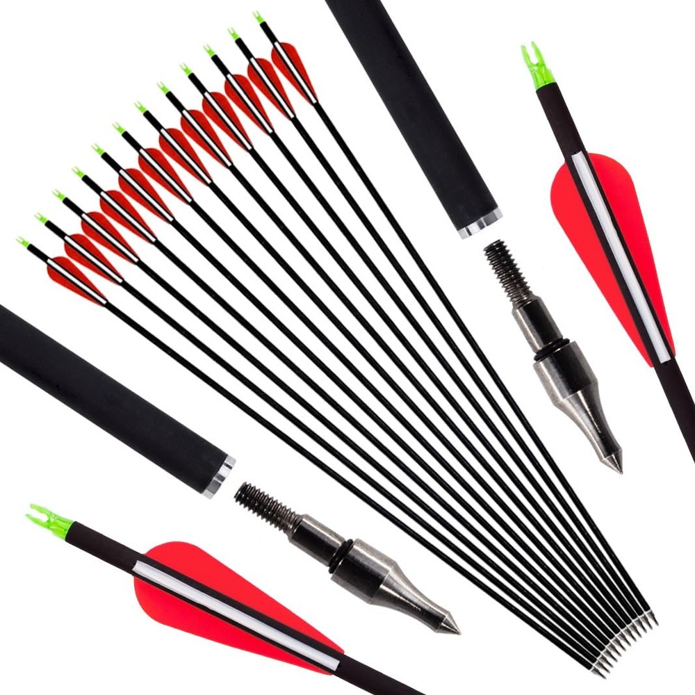 Luoyer 12x Archery Hunting Arrows Compound/Recurve Bow Removable Tips Adjustable
