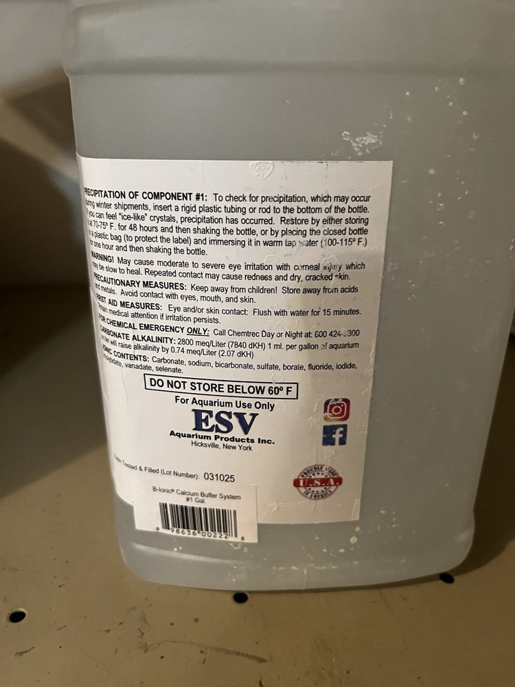 E.S.V. B-Ionic Calcium Buffer System Part 2 - 1 Gallon Calcium Refill
