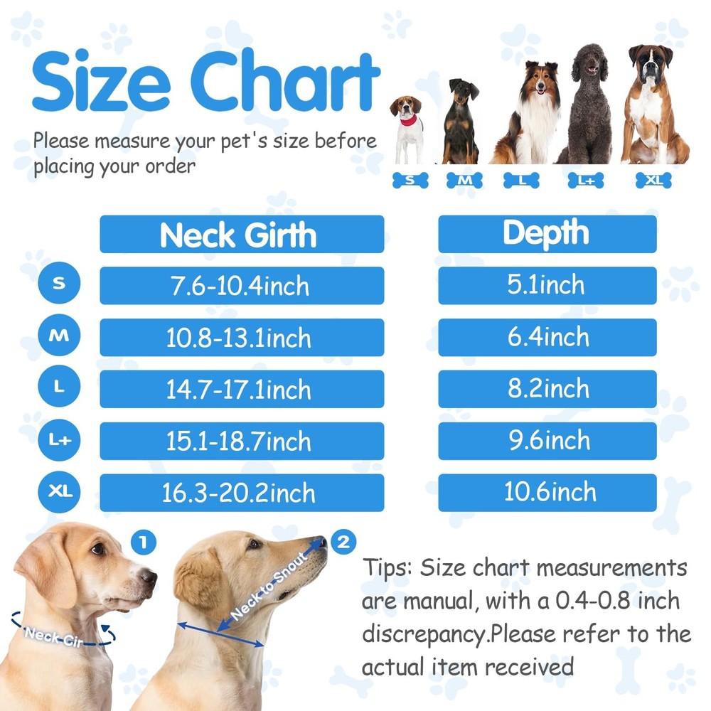 Soft Dog Cone Collar Alternative - Adjustable Comfy Cones for Large/Medium/Sm...