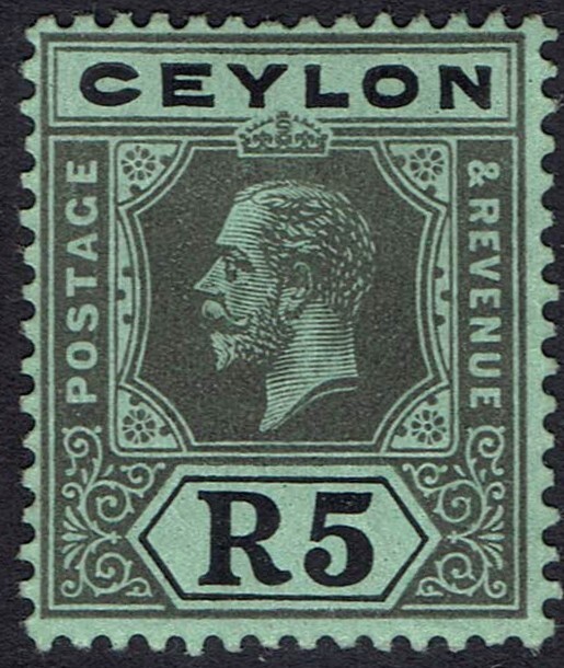 CEYLON 1912 KGV 5R WMK MULTI CROWN CA