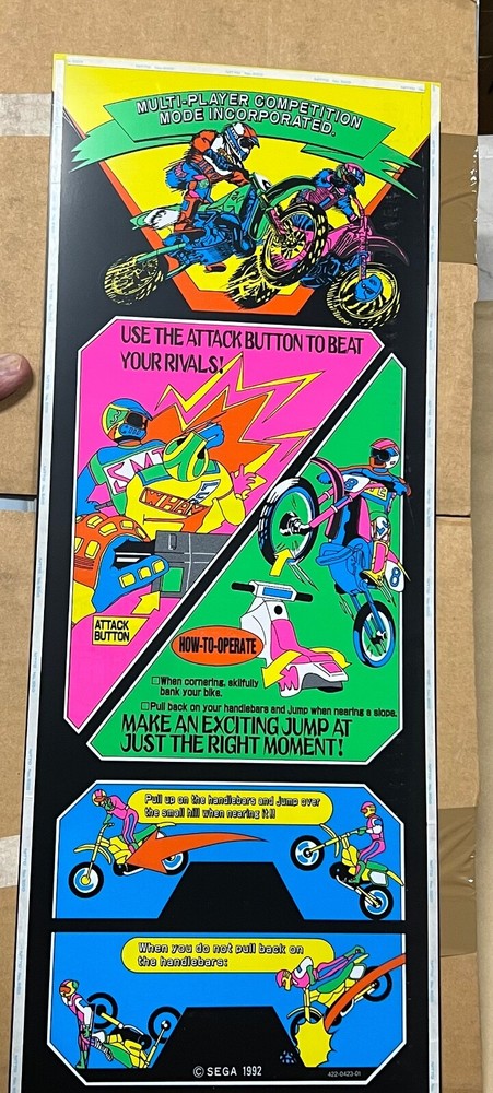 NOS Sega STADIUM CROSS Play Instructions translite