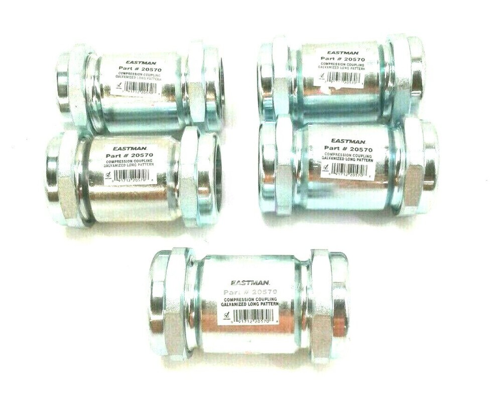 Eastman 20570 Compression Coupling Galvanized Long Pattern 5" x 1-1/2" IPS 5pk