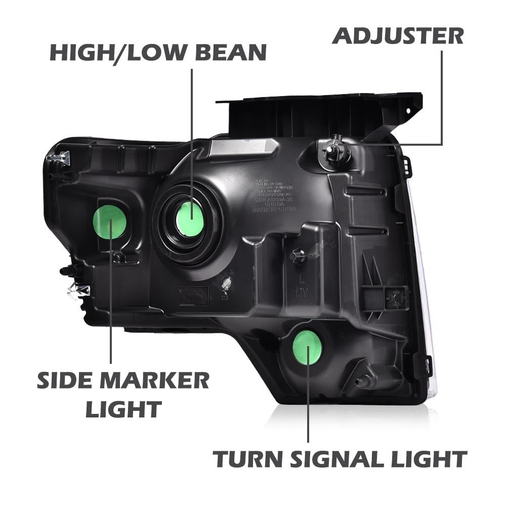 Front Headlights Assembly Left & Right Compatible with Ford F150 2009 2010 2011