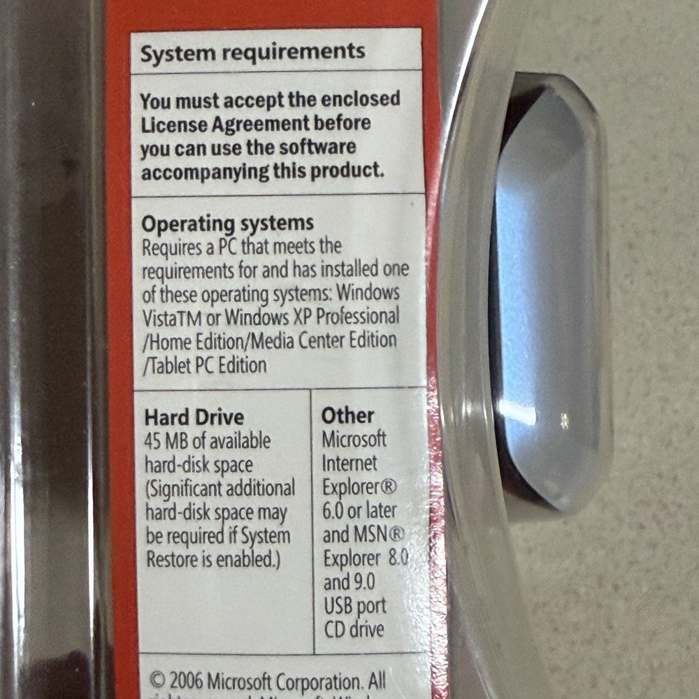 Microsoft Fingerprint Reader USB Sealed Windows XP Vista Model 1033