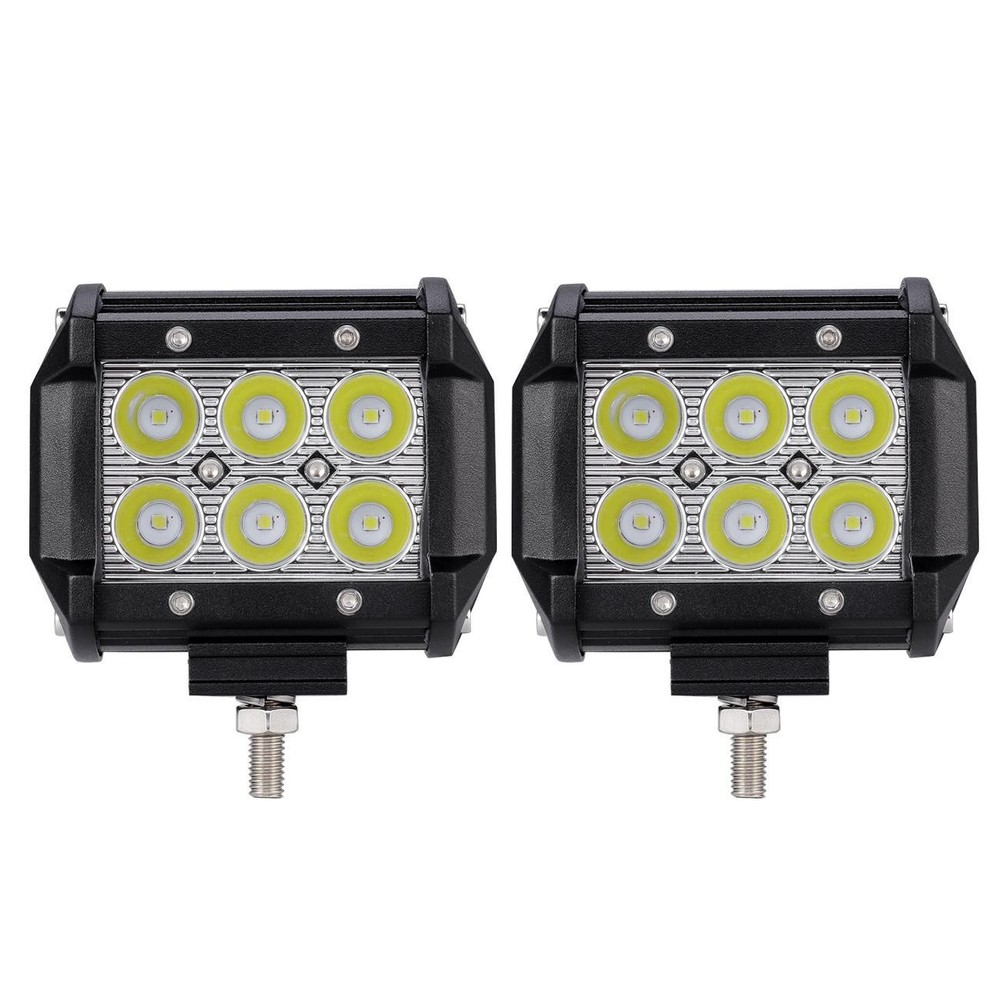Pair 4" LED Work Light Bar Cube+Windshield Mount Brackets for Jeep Cherokee XJ