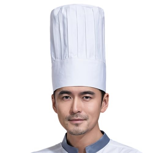 Tall Chef Hat Adjustable Elastic Baker Kitchen Cooking Grill BBQ Chef White