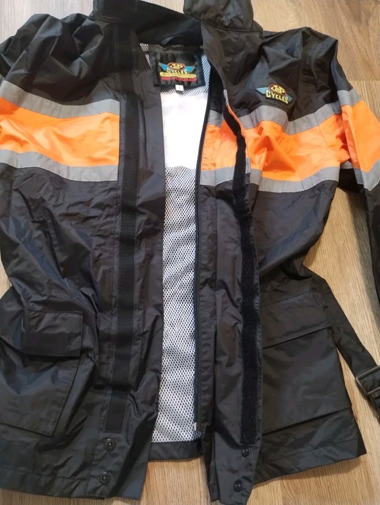 J & P Cycles Riding Jacket Waterproof Reflective Jacket Size Large Full Zip