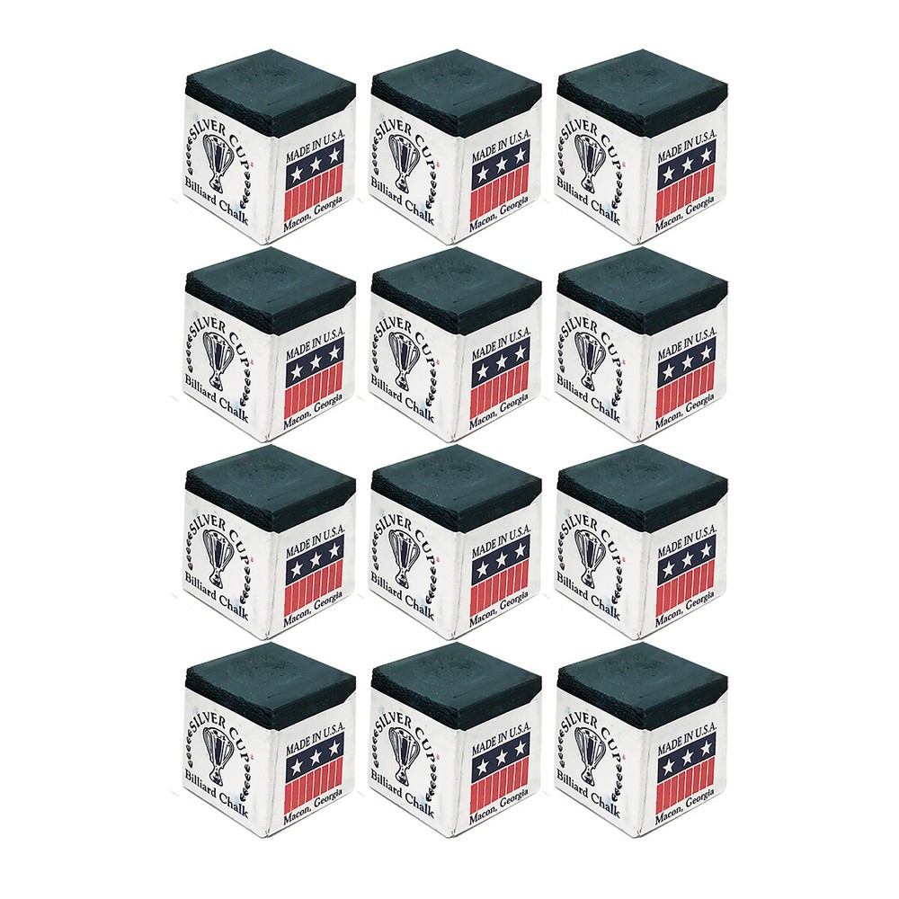 Silver Cup Pool Cue Chalk Navy 1 Dozen