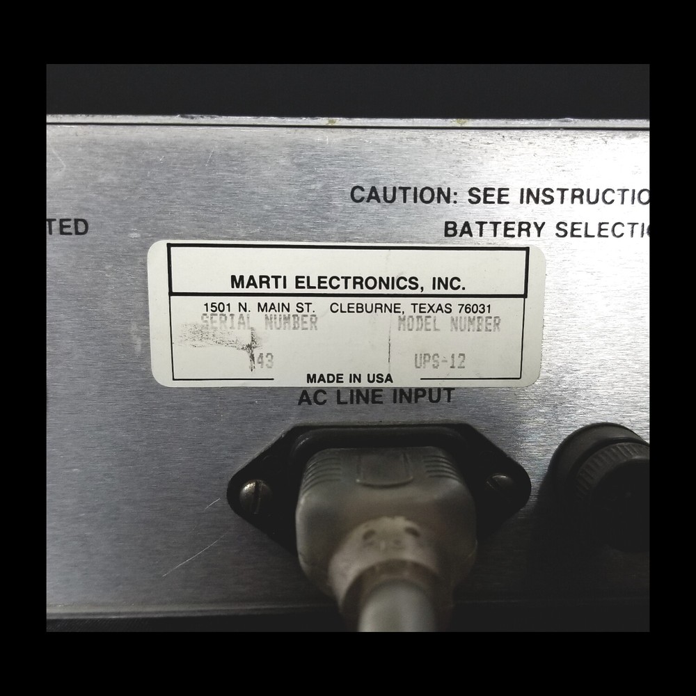 Marti UPS-12 Uninterruptible Power System, 12V Output, Rack Mountable
