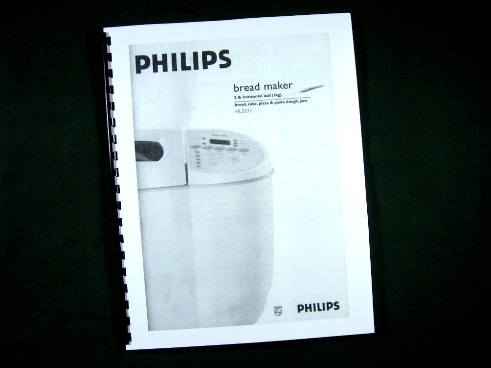 Philips Model HL5231 Bread Maker Machine Instruction Manual & Recipes