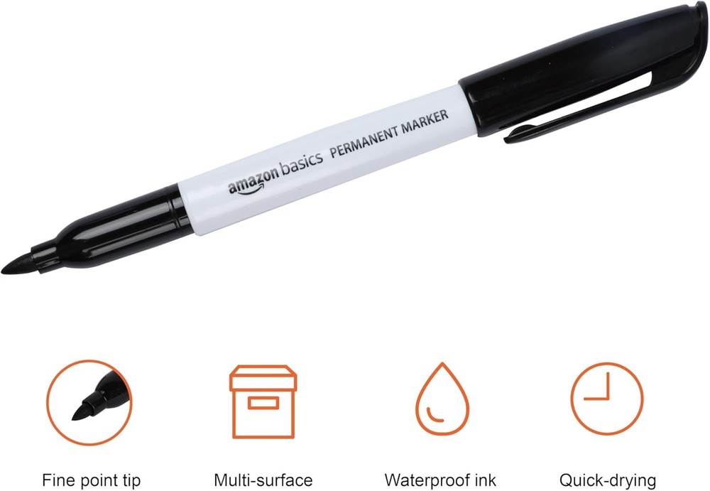 Vibrant Black Fine Tip Permanent Markers - 12 Pack, Non-Toxic & Versatile