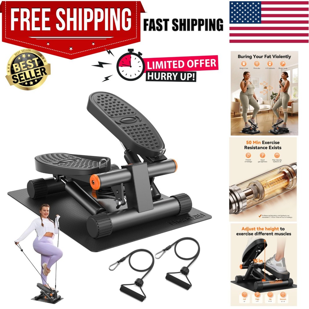 Steppers for Exercise, Stair Stepper with Resistance Bands, Mini Stepper with...