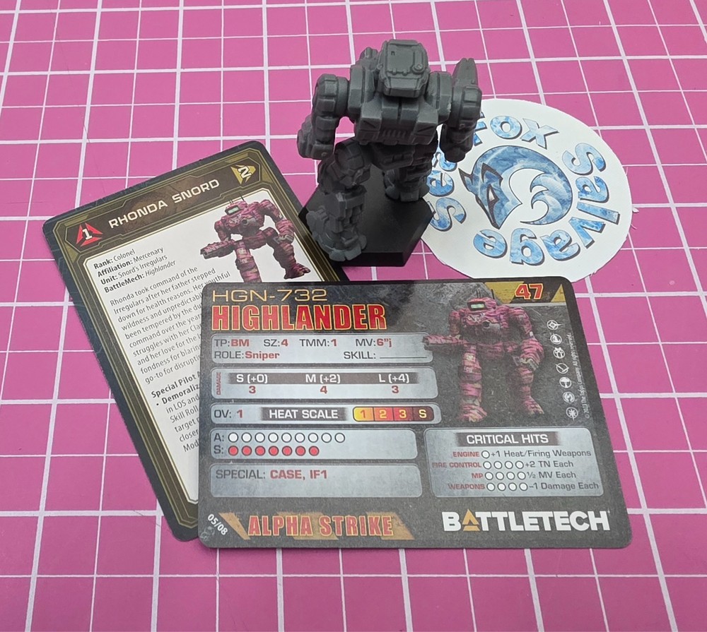 BattleTech Highlander Mech -- Snord's Irregulars Assault Lance + Cards