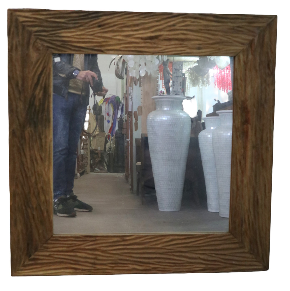 Handmade Square Teak Wood Mirror – Artisan Crafted Frame