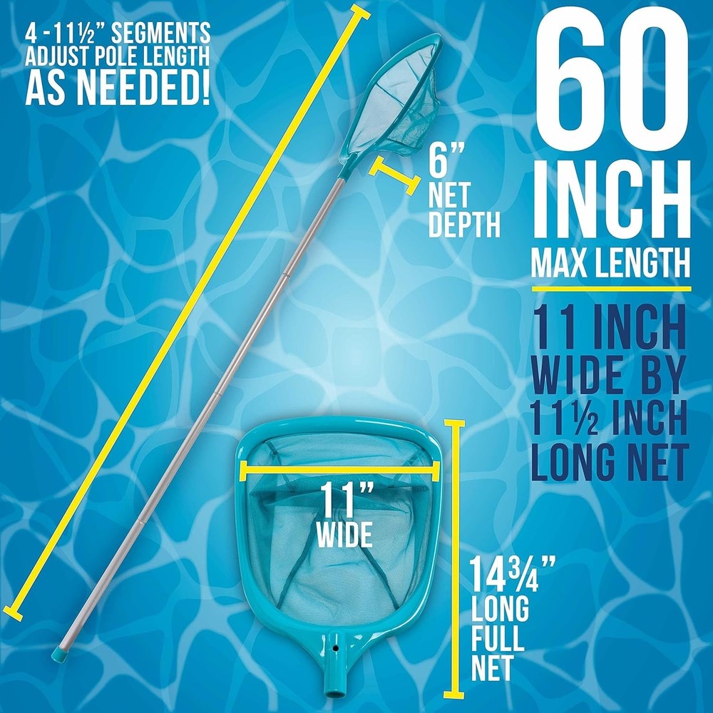 Efficient 5-Foot Leaf Skimmer with Customizable Handle - Ideal for Pools & Spas