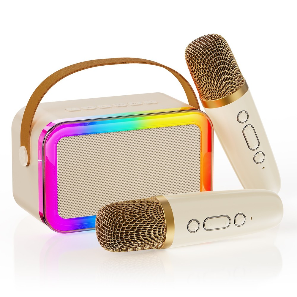 JYX Mini Karaoke Machine For Kid Bluetooth Speaker w/ 2 Wireless Microphone Gift