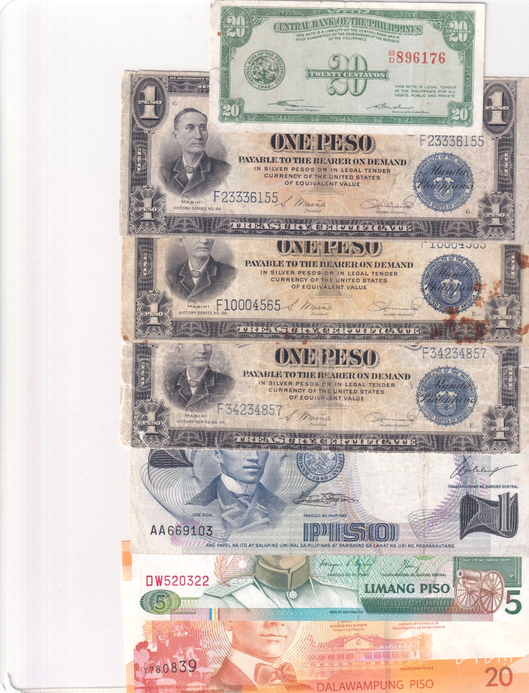 Philippines 1940s - 1970s 7 Note Collectors Set