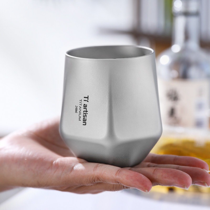 240ml Double Wall Pure Titanium Water Tea Coffee Beer Drinking Cup Mug Insulated