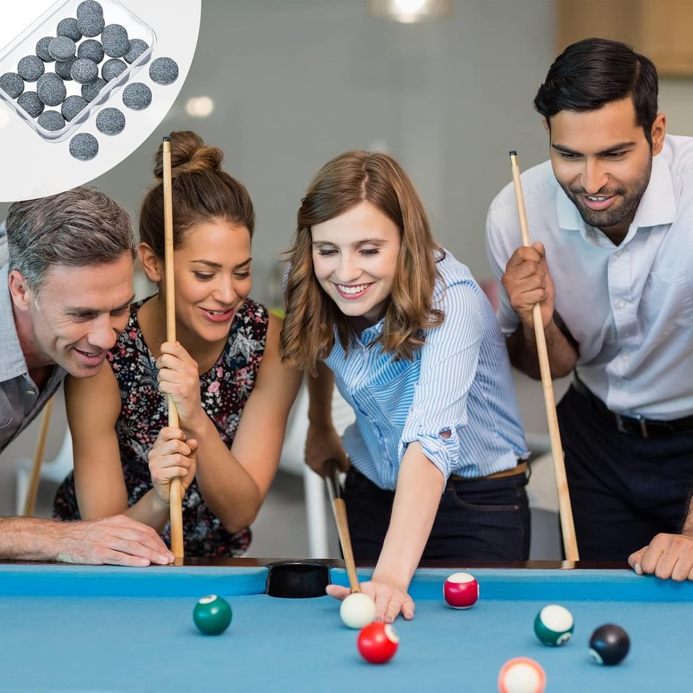 20 Pcs 13mm Billiard Pool Cue Tips Replacement Pool Stick Tips with Storage Box