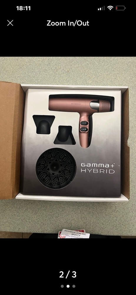 Gamma+ X-hybrid Professional Hair Dryer Pink Ionic Diffuser & Attachments
