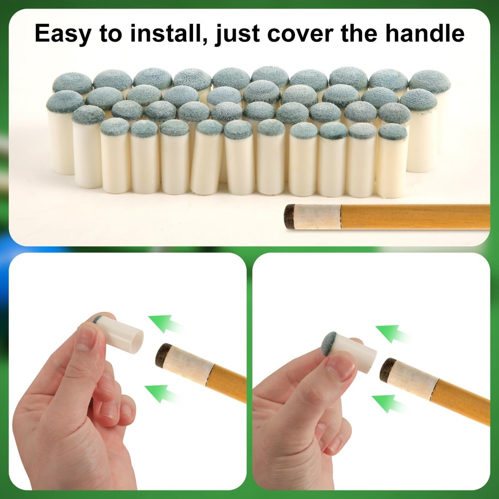 New Pool Cue Tips 40pcs Slip On Billiard Replacement Set Fast Shipping