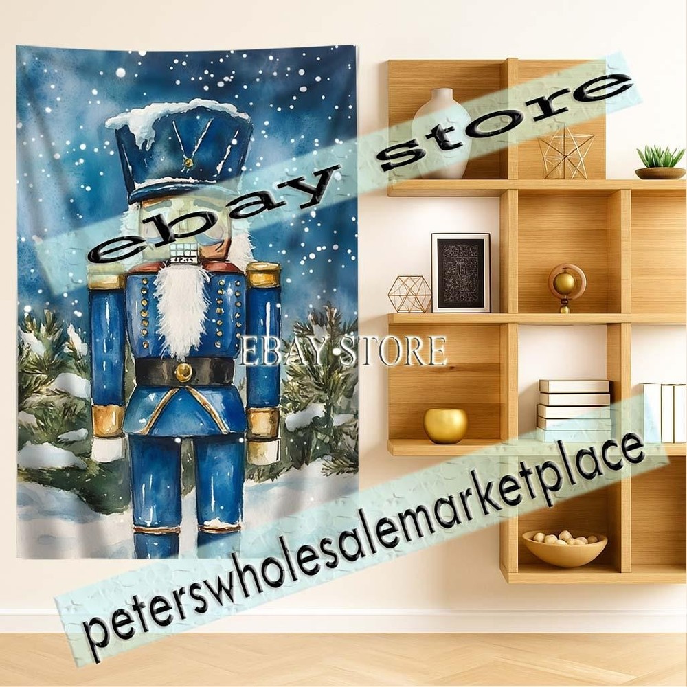 Blue Nutcracker tapestry nutcracker standing scene 39X59 in