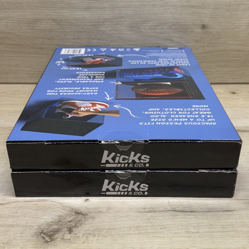 2 Pack Kicks & Co. Stackable LED Sneaker Storage Boxes Display Case USB Powered