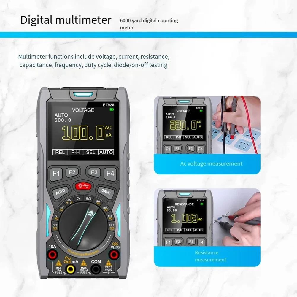 OOLTOP ET928 3-in-1 Handheld Oscilloscope Multimeter Signal Generator 12MHz 50Ms