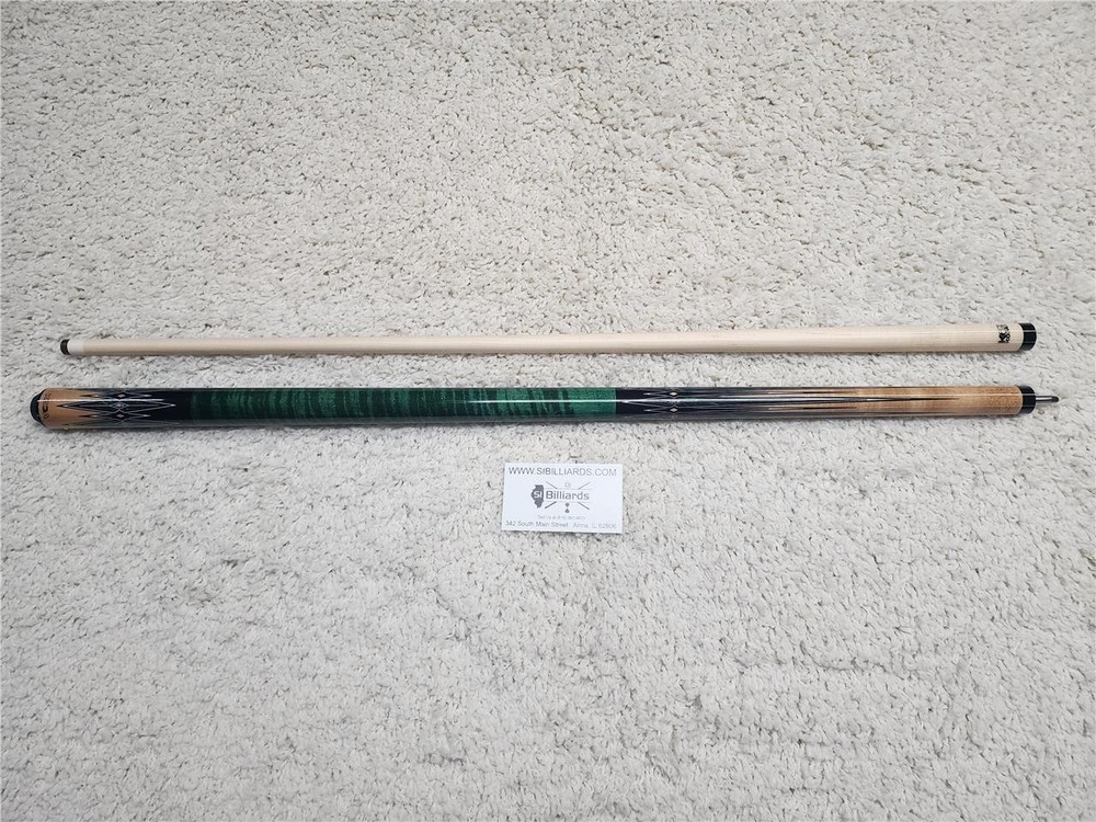 K2 POOL CUE KL180 Gloss Birdseye, Floating Green/Black Points, Wrapless