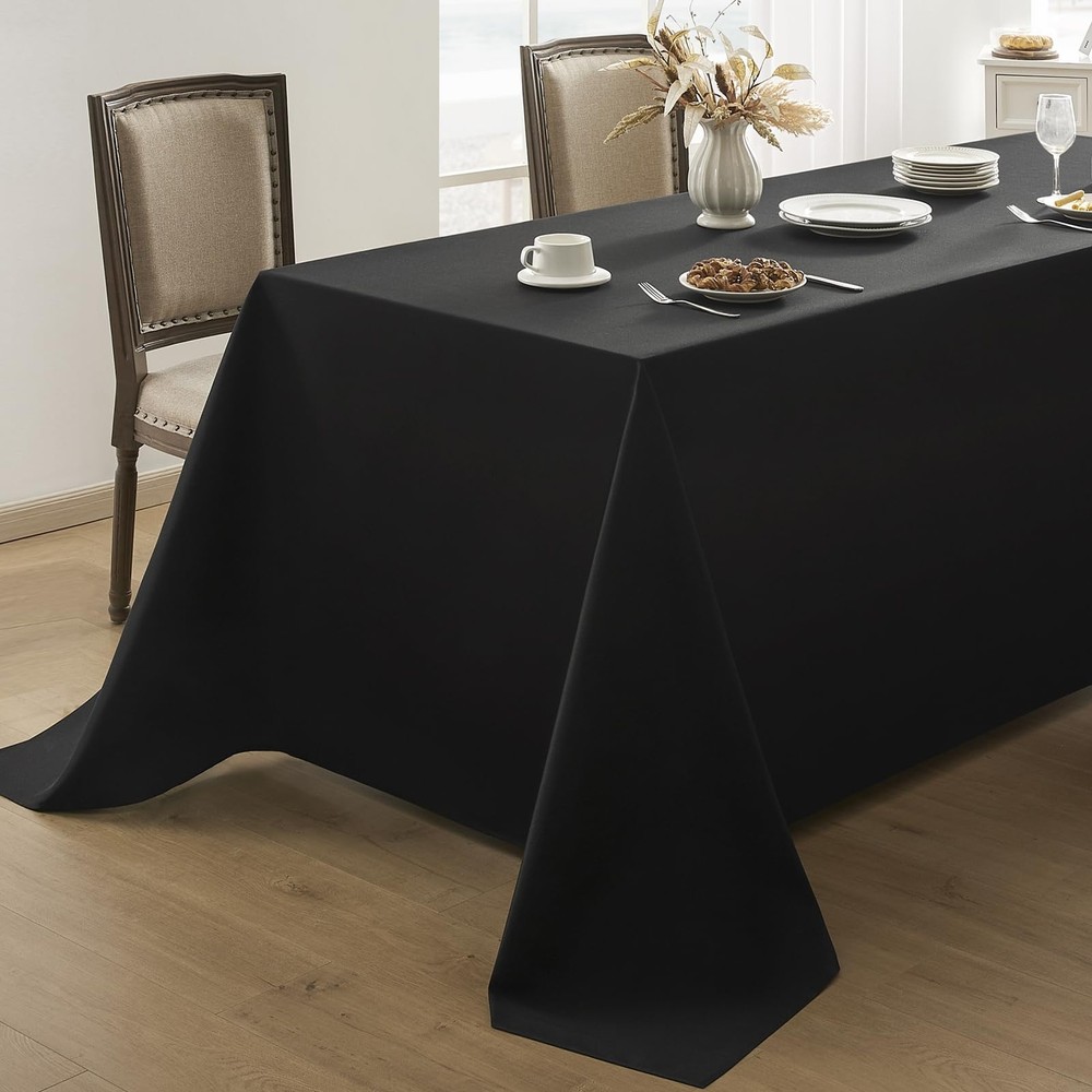 Rectangular Tablecloths 90x132 Inch 2 Pack Black Polyester Table Cloths for D...
