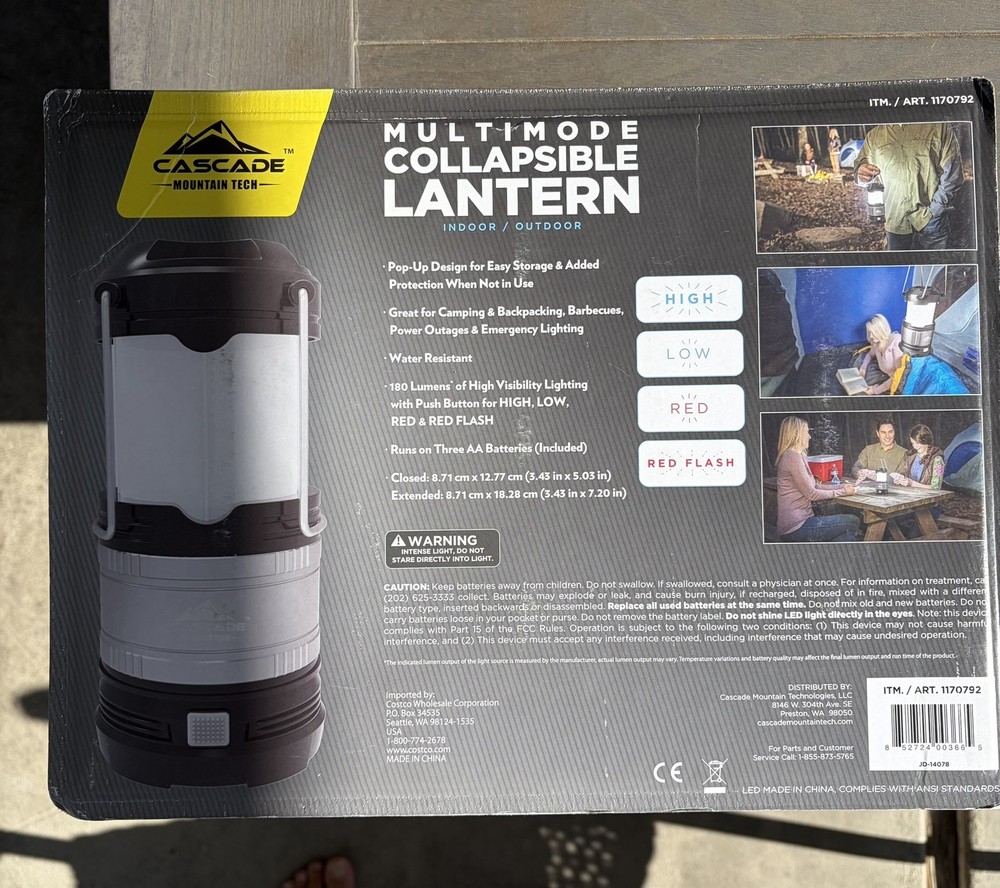 CASCADE Mountain Tech Multimode Collapsible Lantern 3 Pack #1170792 180 Lumens