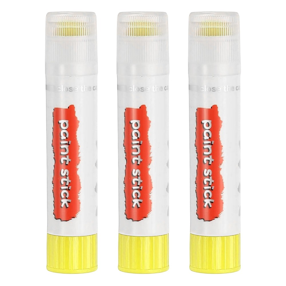 Solid Tempera Paints, 3 Pcs Washable Paint Sticks Paint Pens, Lemon Yellow