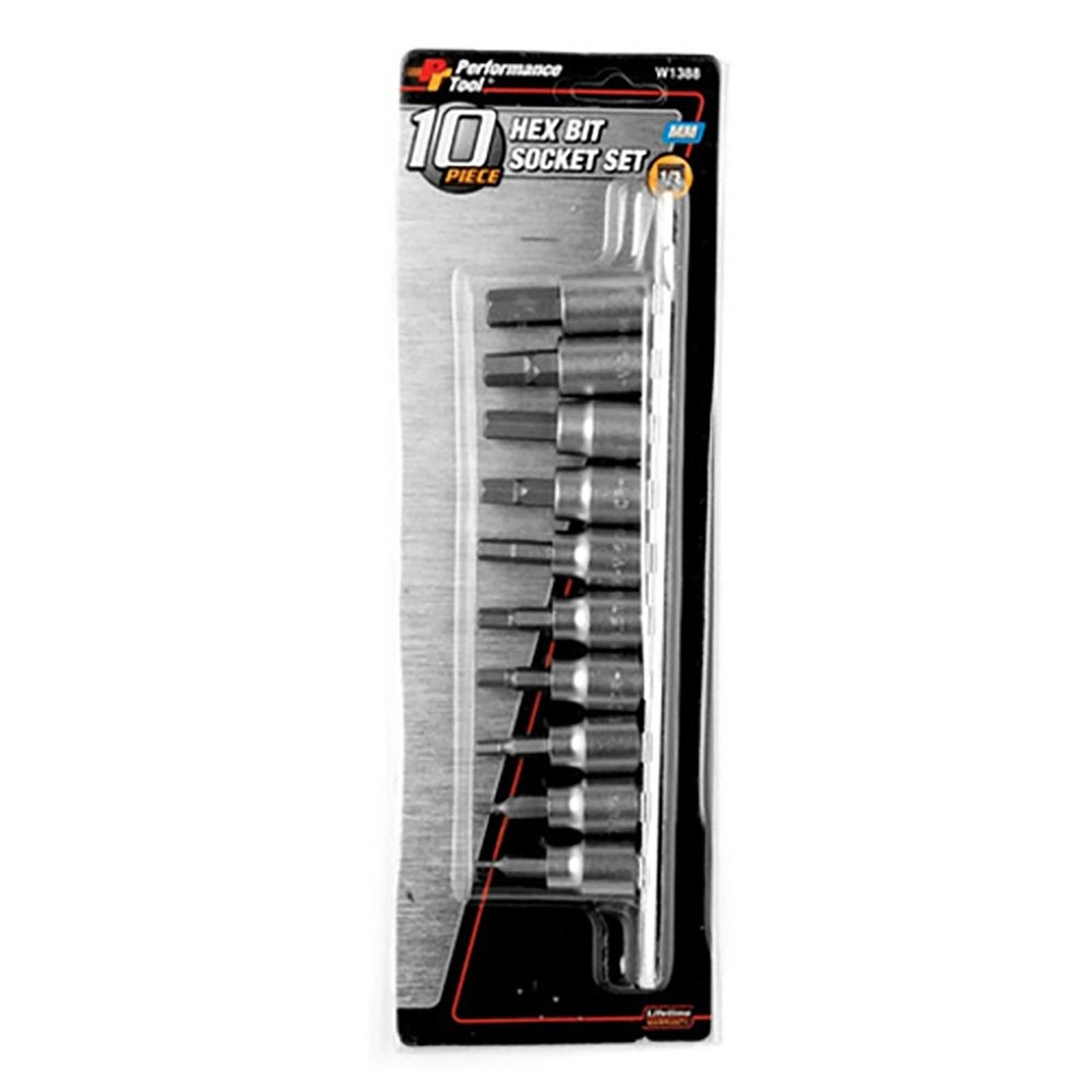 Performance Tool Met Hex Bit Socket Set -10-Piece W1388