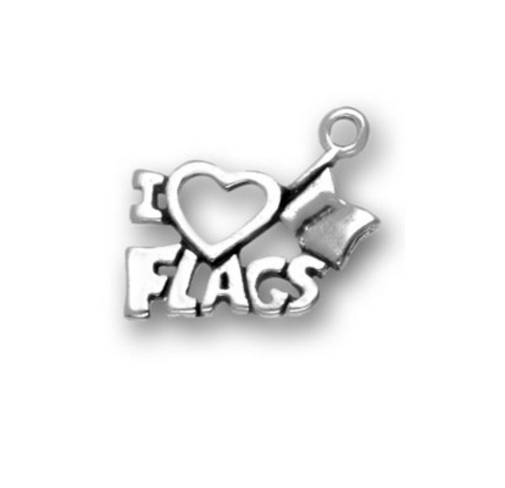 Sterling Silver I Heart Flags Charm 