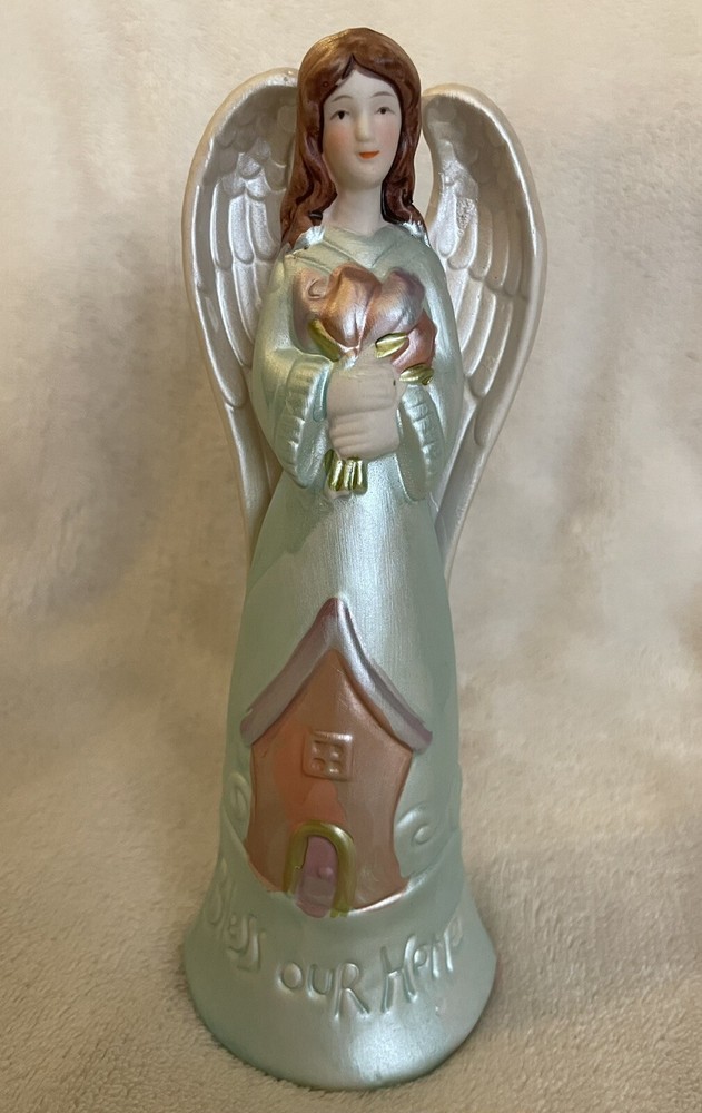 Angel Bell Ceramic - Bless Our Home 6” Tall